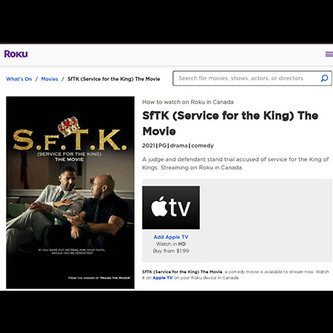 Image link to article on Roku - SfTK (Service for the King) The Movie